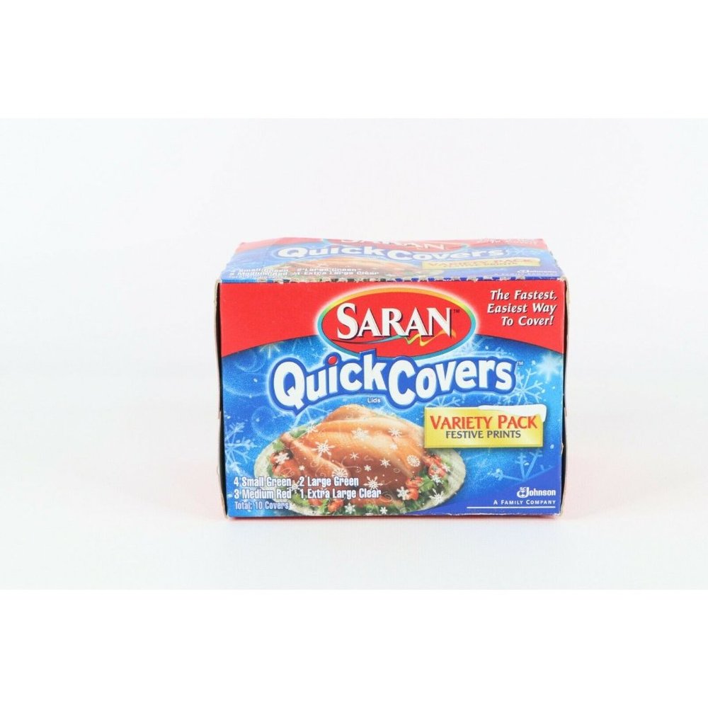 NOS Discontinued Saran Quick Covers Lids Variety Pack 10 Count Festive Prints